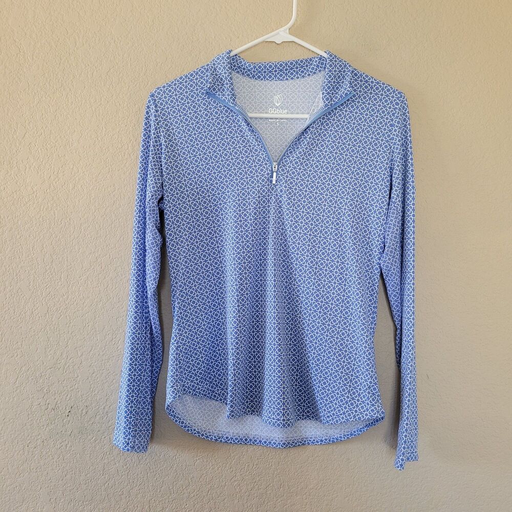 GGBlue Shirt Womens Size Small 1/4 Zip Pullover Golf Performance Nylon Mesh